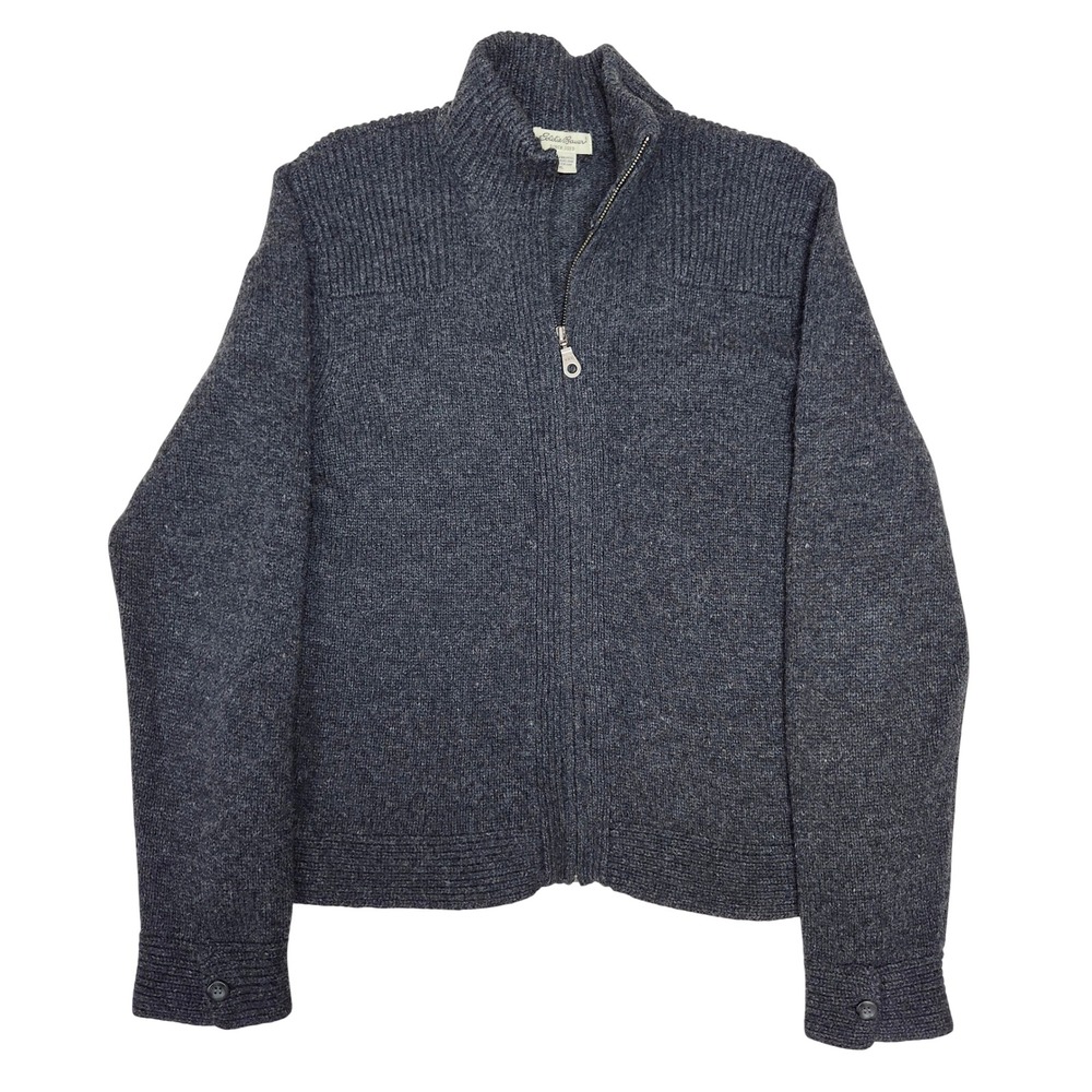 Vintage Eddie Bauer 100% Lambswool Zip Sweater Outdoors Cabincore Charcoal XL